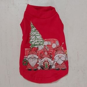 Red Christmas Dog Sweater with Gnome Print